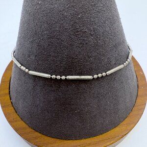 VTG Sterling Silver 925 Alternating Ball Bar Chain Bracelet Size 7.75" Length